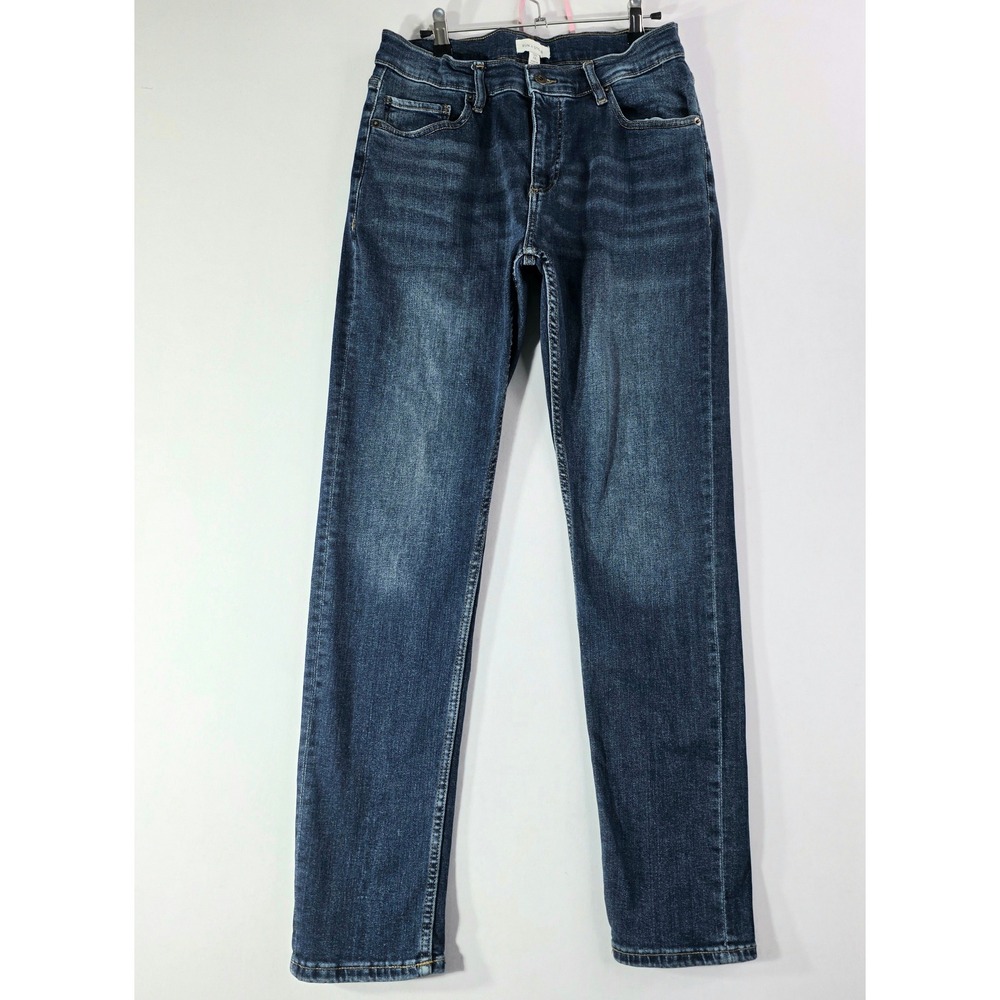 Sun + Stone Mens Slim Fit Dark Wash Denim Jeans 32W 31L Blue Stretch Cotton